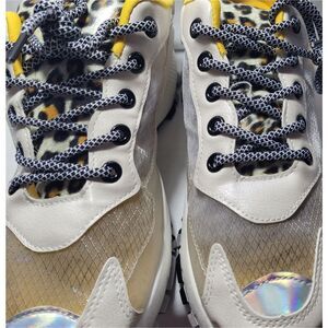 Unilady Comfortable White and Yellow Laceup Sneakers For Women's